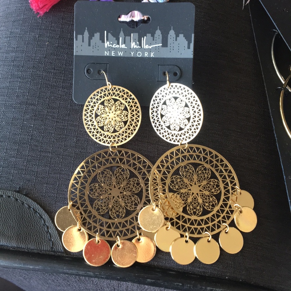 Nicole Miller Florentined Faceted Disk Earrings